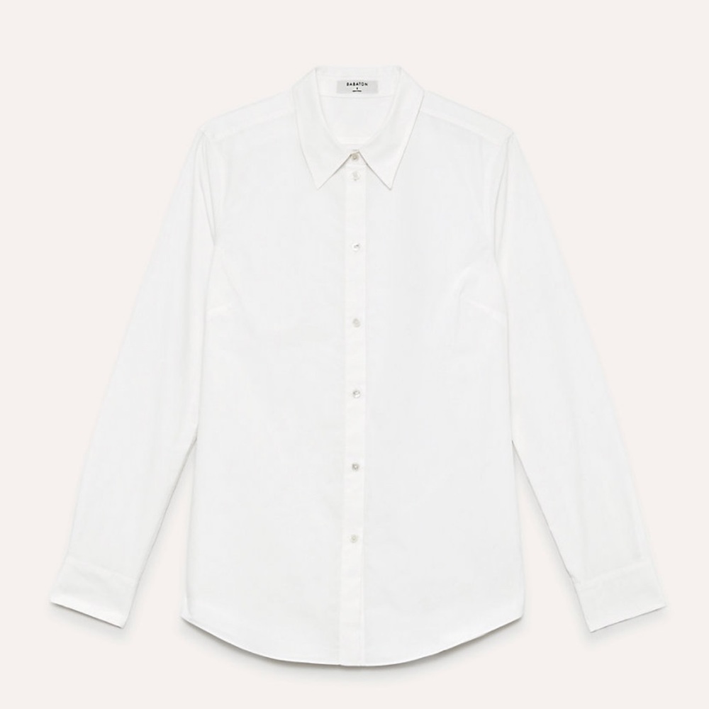 White Long Sleeve Button-Up Aritzia Babaton Large